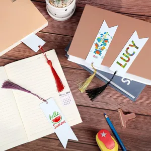 12pcs acrylic blank bookmarks with colorful tassels DIY unfinished bookmark gift set ideal