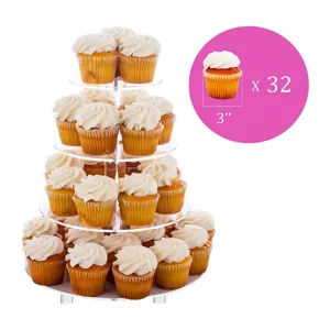 4 tier clear acrylic round cupcake stand dessert display tower for party and wedding
