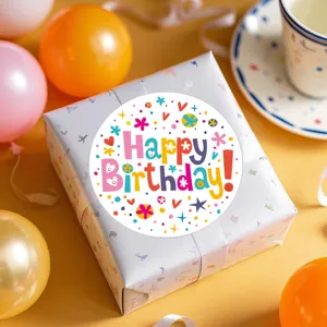 Autocollants décoratifs d'anniversaire étiquette ronde pour emballage cadeau fête maternelle