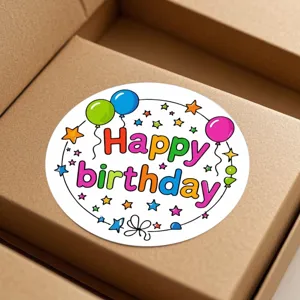 Autocollant rond de 1.5 pouces joyeux anniversaire etiquette de decoration de cadeau.