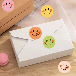 Colorful smiley face reward stickers cute cartoon DIY gift box sealing labels pack