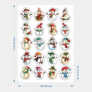 Pegatinas de muñeco de nieve de Navidad impermeables lindas etiquetas fiesta 100pz