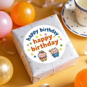 Stickers Joyeux Anniversaire 1,5 Pouces Mignons Dessins Animés Étiquettes Cadeau Fête