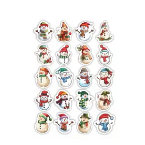 Pegatinas de Navidad de muneco de nieve hechas a mano en acuarela etiquetas lindas para regalos