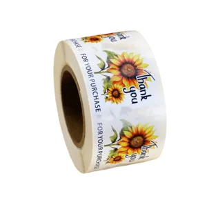 Sunflower Thank You Sticker Roll 500Pcs Handmade Gift Bag Sealing Labels Bakery Shop