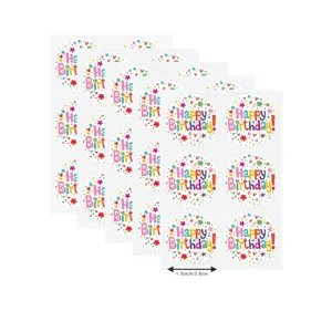 Jolis autocollants ronds Joyeux Anniversaire pour emballage cadeau et fête, 3,8 cm.