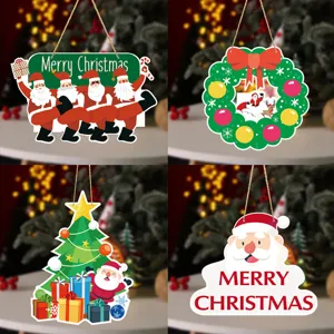 Christmas decorative wooden hanging sign for holiday party door wall decor detail.