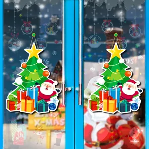 Christmas tree Santa Claus door hanging paper decoration for holiday party layout details