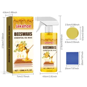 Jakehoe Wood Polish Beeswax Spray Cleaner with Sponge and Cloth for Furniture Care 120ml