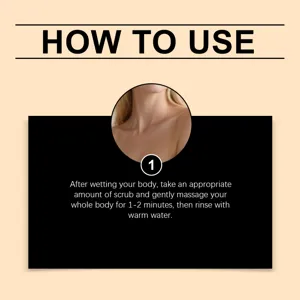 Graphique détaillé des instructions d'utilisation pour le gommage corporel quotidien.