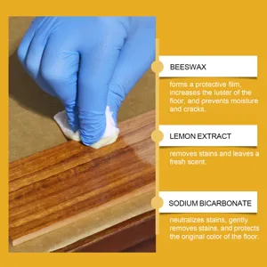 Detailed view of wood furniture beeswax application with natural ingredient features and benefits.