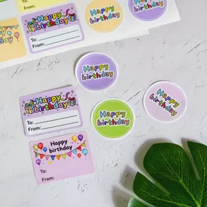 Happy birthday sealing stickers gift packaging labels baking decoration cute colorful designs