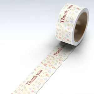 Roll of floral thank you stickers detail, perfect for gift sealing and packaging decoration.