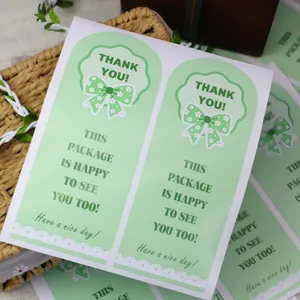 Rechthoekige groene bedankt sluitstickers voor geschenkdozen, bakken en handgemaakte ambachten.