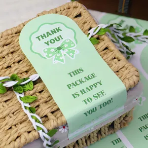 Rechthoekige groene bedankt sluitstickers voor cadeaudozen en ambachtelijke bakkerijverpakkingen.