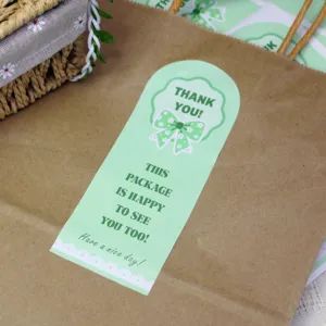 Rechthoekige groene bedankt verzegeling sticker zelfklevend verpakkingslabel voor geschenkdoos