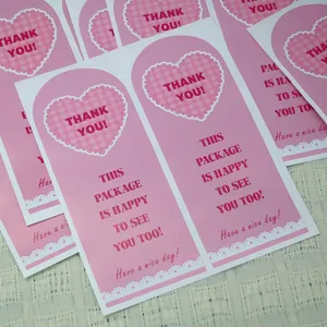Roze rechthoekige bedankt sluitstickers voor geschenkdozen, bakken en handgemaakte verpakkingsartikelen.