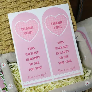 50st roze rechthoekige sluitstickers voor geschenkdoos bakken handgemaakte verpakkingen.