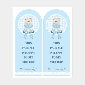 Gedetailleerd close-upoverzicht van schattige rechthoekige verzegelende stickers voorcadeau.