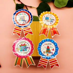 Anniversaire Badge Autocollants Ensemble Bon anniversaire Fête Étiquettes Décoratives Auto-adhésif Célébration Cadeau Fournitures