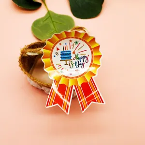 Badge autocollant d'anniversaire decoration de fete celebration cadeau colore mignon