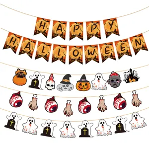 Halloween Bunting Banner Hanging Decoration Pumpkin Ghost Skull Party Props Indoor Outdoor Festival Decor