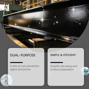 Black metal primer and rust prevention paint for iron gates and steel railings.