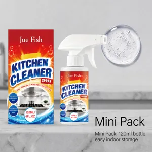 Vue détaillée du flacon pulvérisateur de nettoyeur de cuisine JUE FISH 120ml pour graisse.