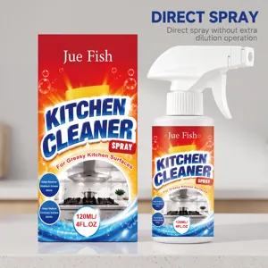 Jue Fish spray nettoyant cuisine, 120ml dégraissant puissant pour surfaces et appareils de cuisine.