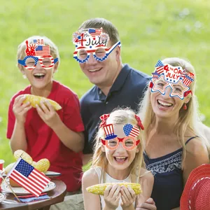 4th of July paper decorative glasses, American Independence Day party photo props for celebration.