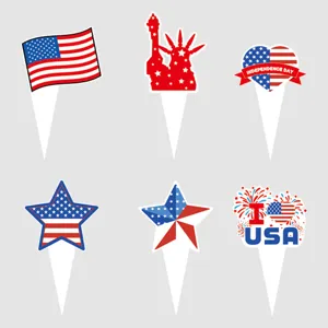 4. Juli Cupcake Topper Amerikanischer Unabhängigkeitstag Party Kuchendekoration 6 Stk