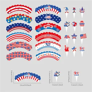 4. Juli Cupcake Wrapper und Topper Set, patriotische rot weiss blaue Party Dekorationen.