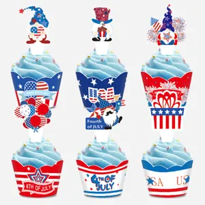 Amerikanischer Unabhängigkeitstag Partybedarf Kuchenaufsätze Cupcake Wrappers Patriotische Stern Gestreift Backen Dekoration