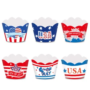 4. Juli Cupcake Wrappers USA Unabhaengigkeitstag Party Kuchen Dekoration Foermchen 6 Stk