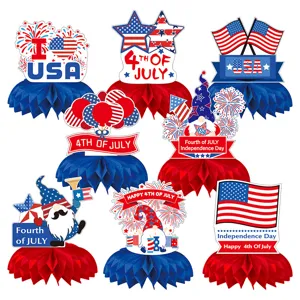 4th of July party decoration honeycomb centerpieces patriotic table toppers set for celebration