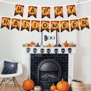 Decorazioni per Feste di Halloween Bandierina Zucca Fantasma Teschio Ghirlanda Appendere Orrore Festival Forniture per Feste