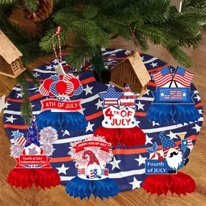 4th of July honeycomb table centerpieces set, patriotic party decorations for Independence Day.