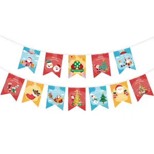 Christmas decorative bunting flags double layer hanging garland party indoor festive supplies
