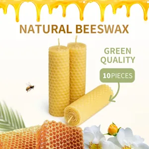 Bougies en cire d'abeille naturelle faites à la main rouleau de cire végétale 10 pièces