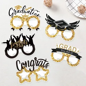 Graduation party photo booth props paper glasses set for celebration decoration and funny selfies