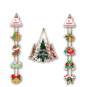 Christmas hanging door decorations festive holiday party wooden pendant set wall decor