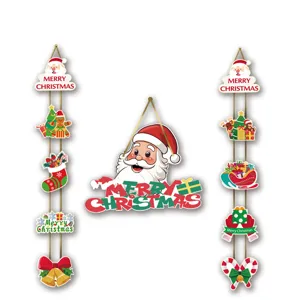 Christmas hanging door decoration set, Santa Claus pendant festive party supplies and home decor.