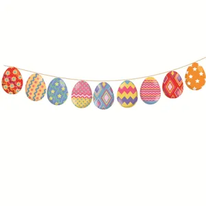 Easter egg banner party decoration colorful hanging garland holiday festive supplies