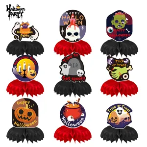 Halloween Party Decorations Paper Honeycomb Centerpieces Hanging Ornaments Spooky Table Decor Props Festival Supplies
