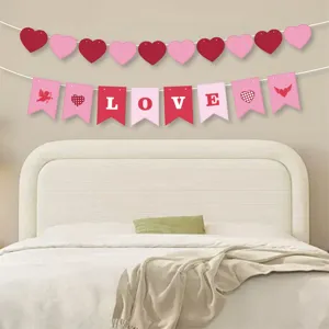 Valentine's Day party banner decoration heart garland and LOVE flags for romantic room setup