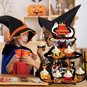 Halloween 3-tier paper cupcake stand magic castle party display tower decoration supplies