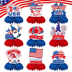 American Independence Day Party Decorations Honeycomb Centerpieces Patriotic Star Paper Set