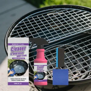 Kit de Spray Dégraissant Nettoyant pour Grille de BBQ avec Éponge et Serviette Éliminateur de Graisse Portable pour Grills