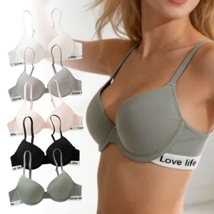 Women's seamless push-up bra comfortable soft breathable daily underwear multi-color set