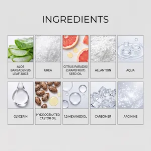 Scalp care essence ingredient detail chart showing natural active ingredients for hair care.